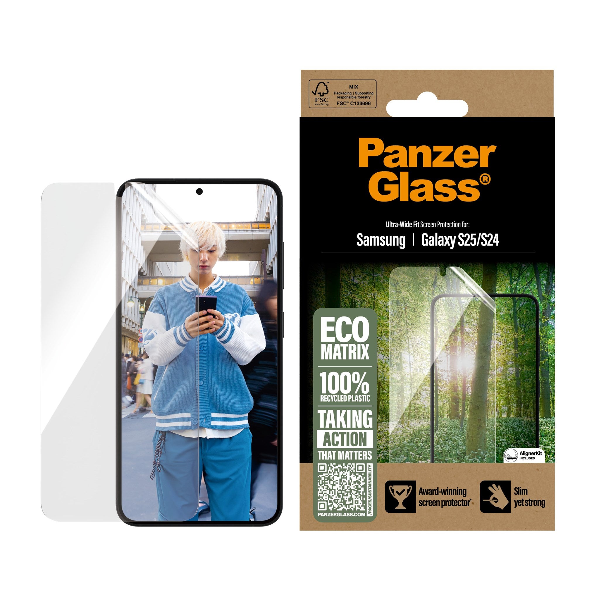 PanzerGlass® ECO MATRIX Screen Protector Samsung Galaxy S25 | S24 | Ultra-Wide Fit